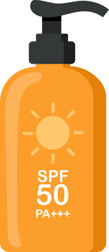 Sunscreen sunblock sunscreen bottle lotion spf skincare ultraviolet sun protection cosmetic hygiene sunscreen bottle with pump, orange container, spf label, summer skincare concept for beach