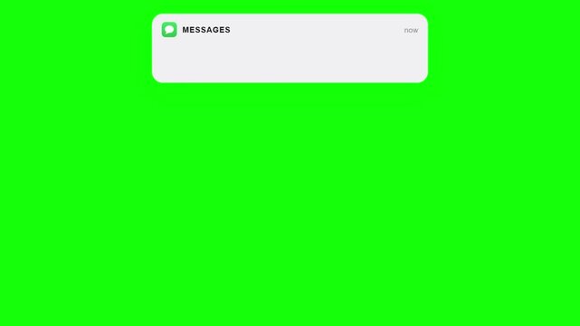 Messages notification pop up banner animation UI UX overlay template clean modern banner popup on green screen background for mobile app UI UX interface templates