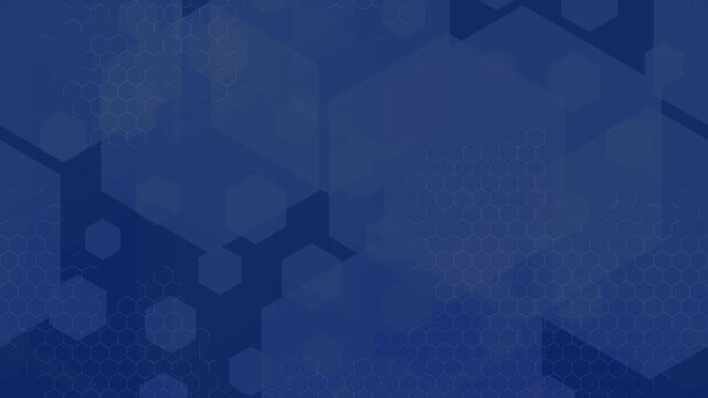 deep blue abstract background with layered hexagonal patterns creates a sophisticated digital corporate aesthetic atmosphere