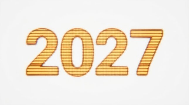 3D Golden Typography Number 2027 Text Design Concept for New Year Celebration and Future Events