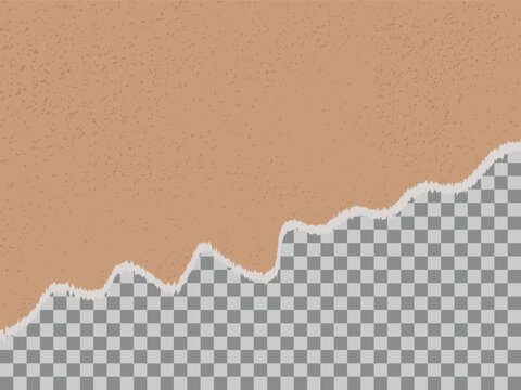 Brown Torn Paper Texture Isolated on Transparent Background, Paper torn set, jagged edge rectangle shape. Rectangle torn paper shape. Headline, calligraphy border background. Rough edge
