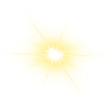 Dreamy Sunlight Flare Effect with Scattered Golden Star Sparkles
