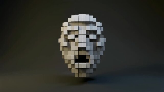 積み重なるベージュのブロックでできた顔
