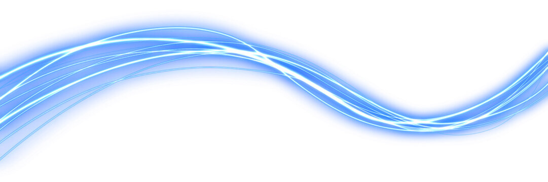 Dynamic Blue Speed Light Trail with Glowing Curved Motion Lines