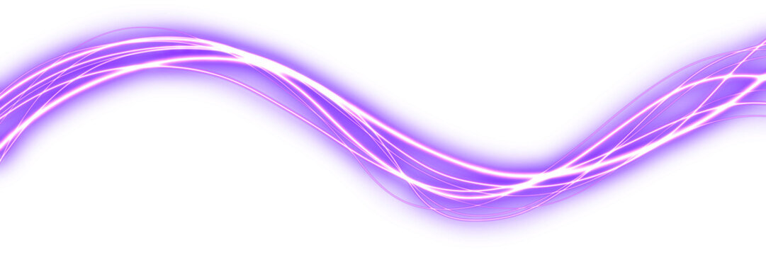 Purple Neon Light Wave with S Curve Motion Trail on transparent background