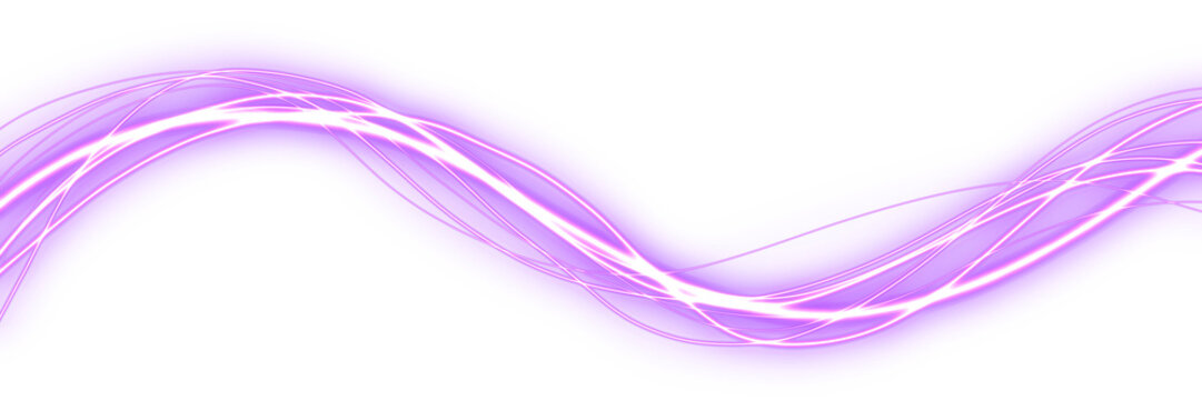 Glowing Violet Ribbon Light Streak on transparent background