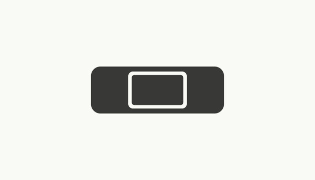 Simple bandage band-aid medical plaster first aid icon drawn in solid grey color on a soft off-white background square.
