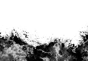 Obraz premium Watercolor Splash Blot with Gritty Charcoal Ink Textures Explosive Spray Splatters and Distressed Paint Stains Isolated on transparent Background