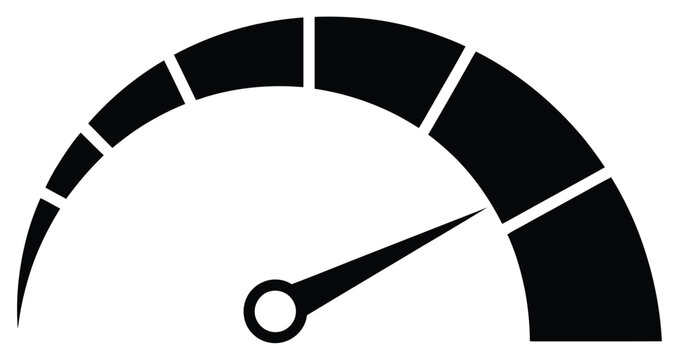 Speedometer icon featuring black gauge symbols, speed indicators, arrows, tachometer scales, dashboard meters, internet speed, credit score