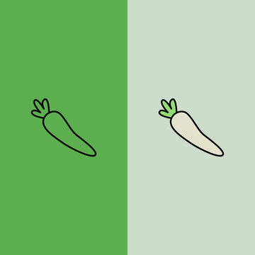 Minimal flat and outline style cucumber or zucchini vegetable icon for grocery design