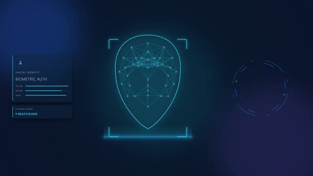 Biometric facial recognition interface for secure network authentication and identity scanning technology
