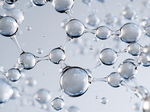 luxury skincare advertising photograph of a single pristine transparent hydrated material. water droplet, cell, wave