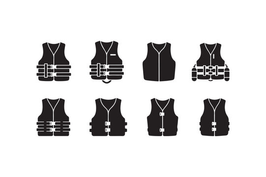 Life Jackets Safety Silhouette Collection Set
