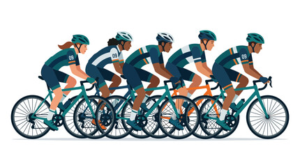 Fototapeta premium Group of professional cyclists racing on road bicycles