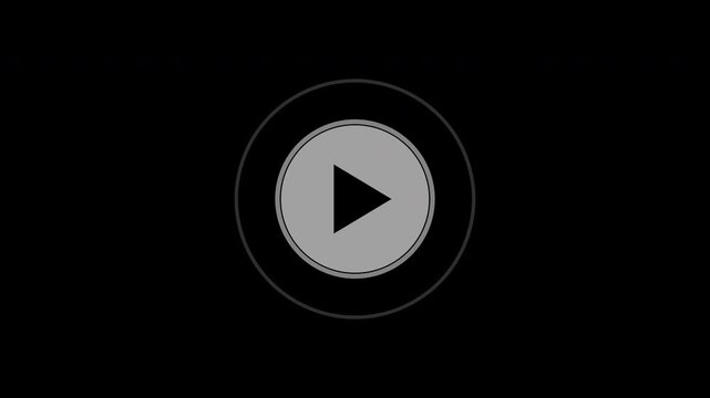 Gray play button pulsing in a circle, media interface symbol loop, transparent background