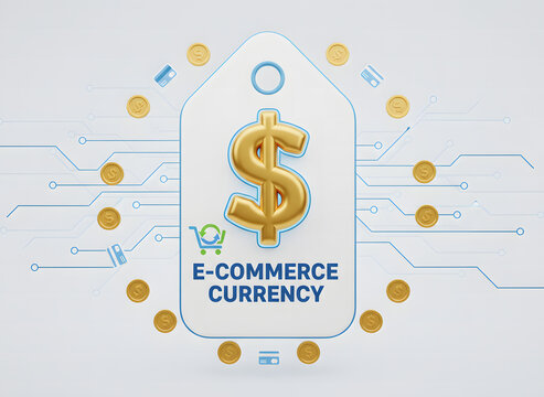 3D dollar currency tag icon for financial e commerce with e commerce currency shopping business