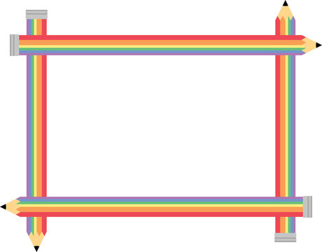 Colorful Rainbow Pencil Frame, Bright School and Education Vector Illustration