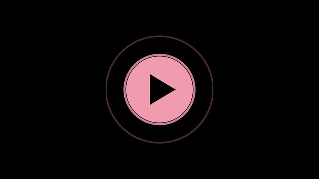 Pink play button pulsing in a circle, media interface symbol loop, transparent background