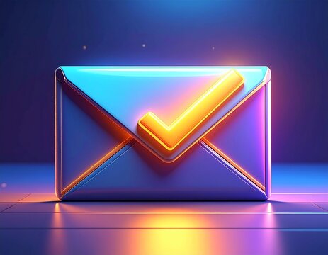 3D mail envelope with success checkmark icon envelope checkmark delivery verified validation completed