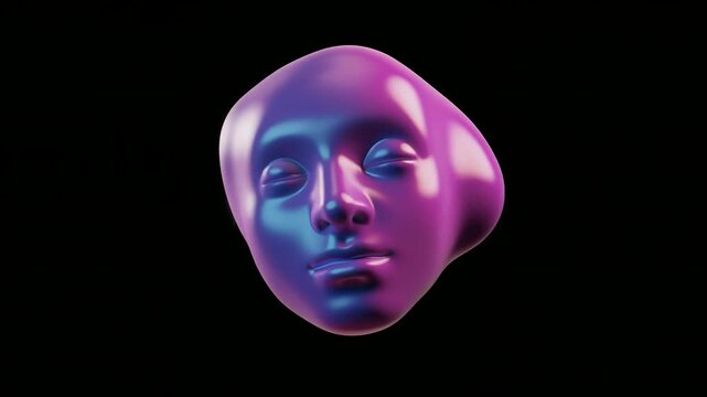 ピンクと紫のグラデーションに包まれる風船の顔