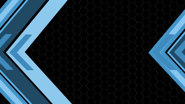 Honeycomb background geometric chevrons on left and right modern tech abstract design animation