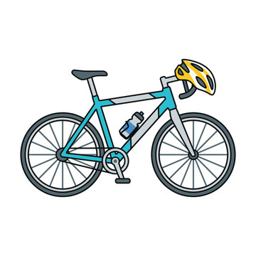 Professional Road Racing Bicycle with Safety Helmet and Water Bottle Illustration for Cycling Sports and Outdoor Fitness