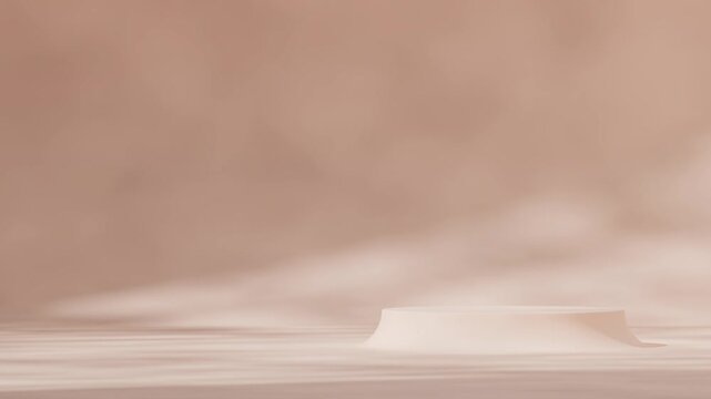 3d video render scene mockup of white cylinder podium looping seamless shadow animation with minimal simple wall background