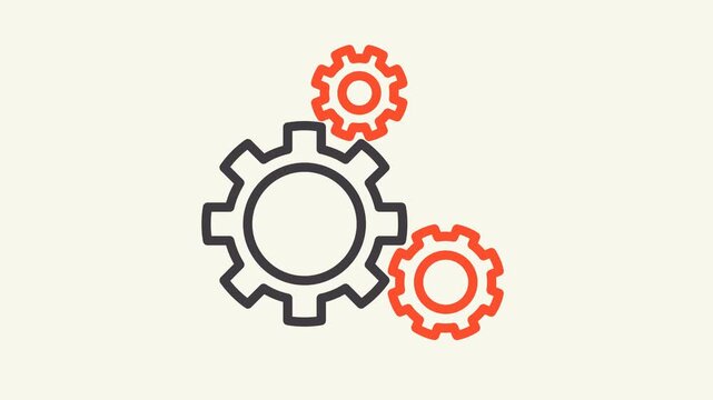 Professional money management icons featuring dollar symbol inside gear mechanism for financial automation