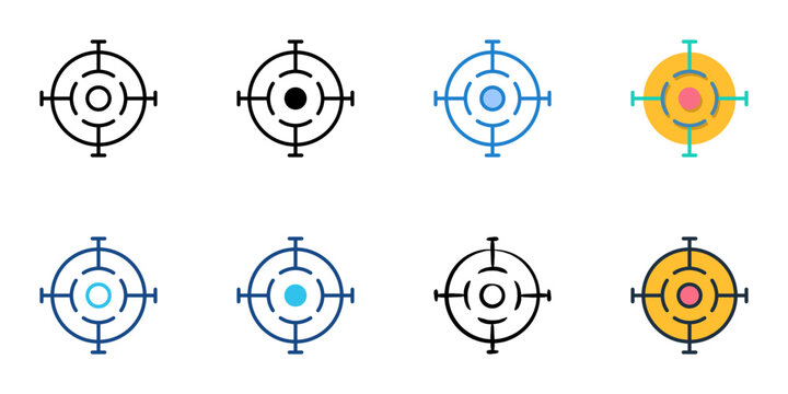 Target icons set multiple style collection. Editable stroke 