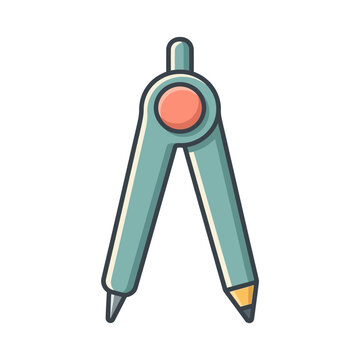 Cute Compass Vector Icon &ndash; Pastel Geometry School Tool Illustration