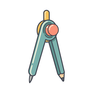 Cute Compass Vector Icon &ndash; Pastel School Geometry Illustration