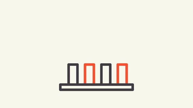 Bar chart showing descending bars with downward arrow animation