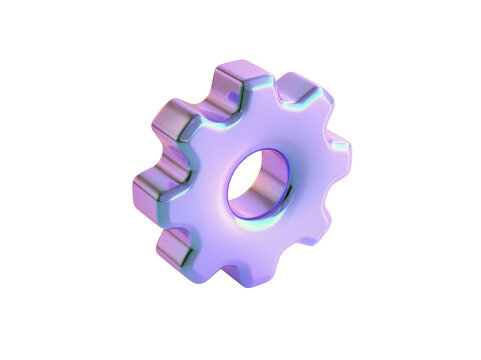 Holographic gear icon representing mechanical engineering and digital technology innovation