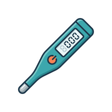Digital Thermometer Flat Vector Icon Isolated on White
