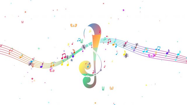 Abstract Colorful Treble Clef Music Wave Vector Logo