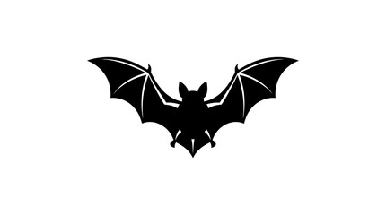 Fototapeta premium A black silhouette of a flying bat isolated on a white background for halloween design projects