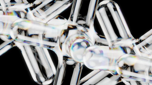translucent gradient glass light wave video of glass fluid on dark backdrop, 4k seamless looping