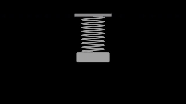Gray coil spring bouncing with stretching motion, elastic physics loop, transparent background
