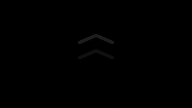 Black swipe chevron indicator moving upward, mobile gesture interface loop, transparent background