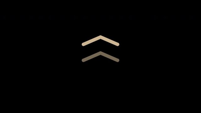 Beige swipe chevron indicator moving upward, mobile gesture interface loop, transparent background
