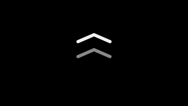 White swipe chevron indicator moving upward, mobile gesture interface loop, transparent background
