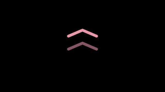 Pink swipe chevron indicator moving upward, mobile gesture interface loop, transparent background