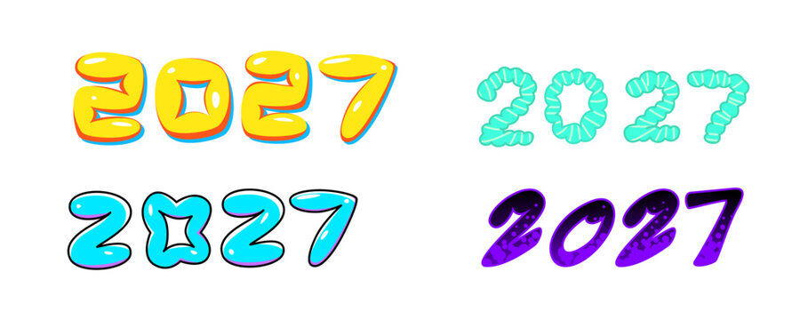 Set of Happy New Year 2027 logo text design. 
