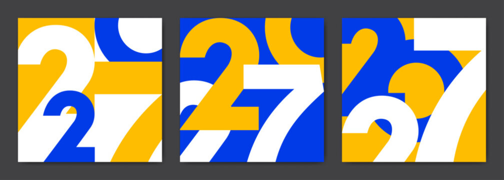 Set of Happy New Year 2027 logo text design. 