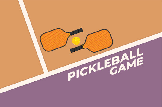 Pickleball Game Banner Paddle Ball Court Vector Concept for Tournament Announcement with Copy Space
