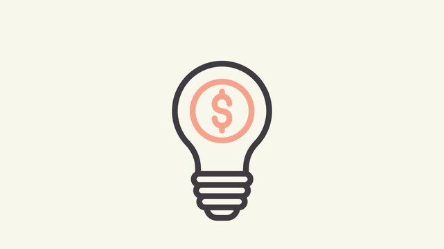 Light bulb icon with dollar sign animation icon. Suitable for financial and entrepreneurial themed projects.