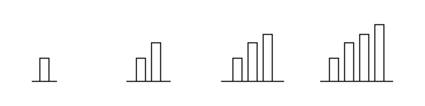 Set of signal strength icons with increasing bars