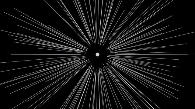 White zoom blur transition with radial speed lines bursting, whip effect animation, transparent background