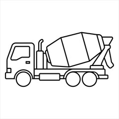 Fototapeta premium Concrete mixer truck icon with clear black lines for heavy transportation construction projects industrial logistics work.