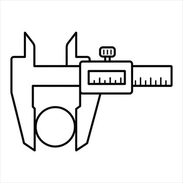 Vernier caliper measurement tool black linear icon for precise mechanical engineering and metalworking workshop usage.